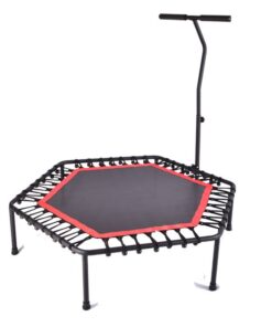 JumpeRoo 129cm Hexagon Rebound Trampoline with Handlebar - Adjustable