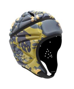 Junior Rugby Head Guard/Scrum Cap - Youth M 47-53cm Head Circumference - Dark Yellow & Grey Camo