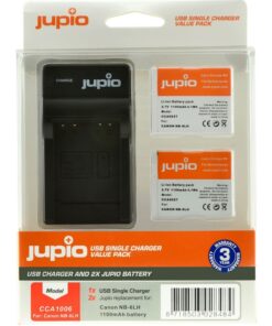 Jupio Value Pack x2 Battery for Canon NB-6LH+ USB Single Charger
