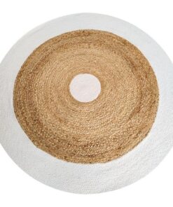 Jute Round Rug - White/Natural (1200mm)