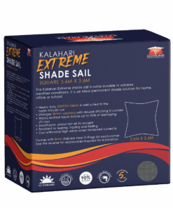 Kalahari Extreme Shade Sail Square 3.6x3.6m - Charcoal