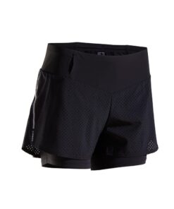 Kalenji Women's Run 500 Comfort Breathable 2-in-1 Running Shorts - Black - S