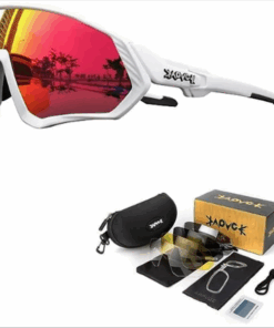 KAPVOE MTB Cycling Sunglasses With Multiple Interchangeable Lenses - White, Red
