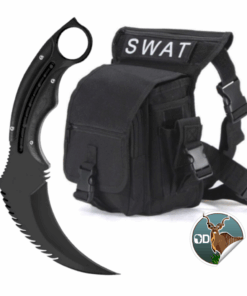 Karambit Survival Fixed Blade AND Outdoor Tactical SWAT Bag Leg Pouch