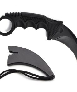 Karambit Tiger Claw Tactical Knife with Sharpening Stone Unsharpened-Black