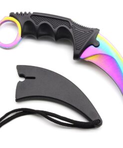 Karambit Tiger Claw Tactical Knife with Sharpening Stone Unsharpened-Purple