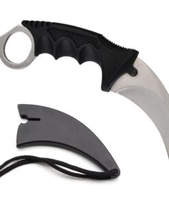 Karambit Tiger Claw Tactical Knife with Sharpening Stone Unsharpened-Silver