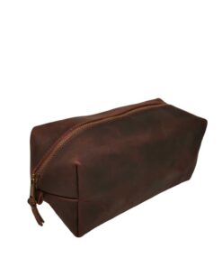 Karisimbi Genuine Full Grain Crazy Horse Leather Toiletry Bag - Coffee