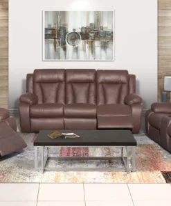 Kenya 3 Piece 3 Action Reclining  Lounge Suite in Fabric, Dark Brown