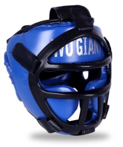 Kickboxing Head Guard With Cage Shield -MMA Boxing Helmet For Kids & Adults - Blue - S