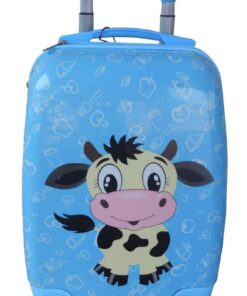 Kiddies Cartoon Hand Luggage Kids School Bag Suitcase for Children - Blue Cow