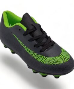 Kids 12 Stud PU Soccer Boot - Black, Green - UK Junior 11