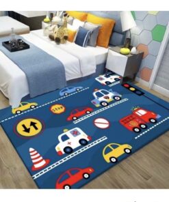 Kids Blue Traffic Car Floor Play Rug
