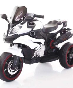 Kids Electric Ride On 3 Wheel Racing Bike - White