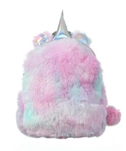 Kids Furry Unicorn Backpack - Pink