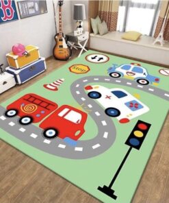 Kids Green Traffic Car Floor Play Rug