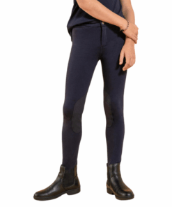 Kids' Horse Riding Suede Patch Jodhpurs 140 - Navy - 14 years