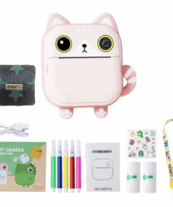 Kids Instant Camera Printer with Added Bag - Pink Cat