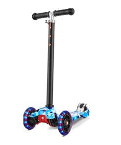 Kids Ride on 3 wheeler Scooter with light up wheels - Blue/Pink