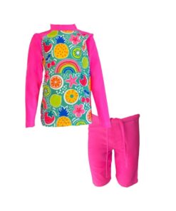 Kids Swim Two Piece Set: Rash Guard Vest and Shorts Summer Fruit - 9-10 years