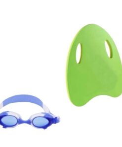 Kids Swimming Handrail Hole Kickboards and Anti-fog Goggles with Earplugs - Green