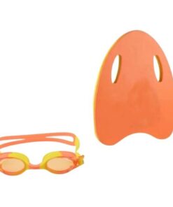 Kids Swimming Handrail Hole Kickboards and Anti-fog Goggles with Earplugs - Orange