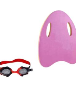 Kids Swimming Handrail Hole Kickboards and Anti-fog Goggles with Earplugs - Pink
