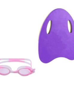 Kids Swimming Handrail Hole Kickboards and Anti-fog Goggles with Earplugs - Purple