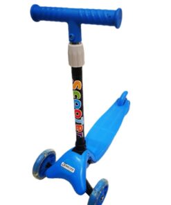 Kids T-Bar Scooter- with Brake and Light Up Wheels - Blue