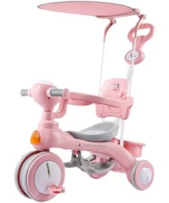 Kids Tricycle Stroller With Lights/Music And Canopy - Pink