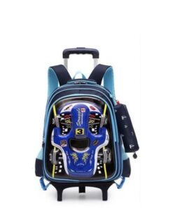 Kids Trolley School Bag With PenBag - Blue, Black
