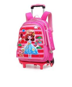 Kids Trolley School Bag With PenBag - Pink