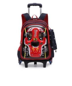 Kids Trolley School Bag With PenBag - Red, Black