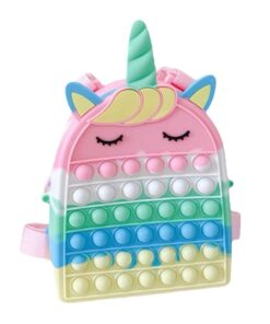 Kids Unicorn Design Colorblock Pop It Backpack - Pink