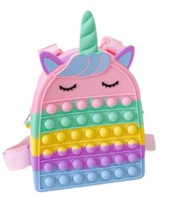 Kids Unicorn Design Colorblock Pop It Backpack - Purple