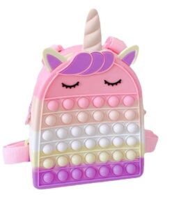 Kids Unicorn Design Colorblock Pop It Backpack - White