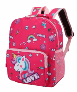 Kids Unicorn Rainbow Print Backpack for Girls - Dark Pink