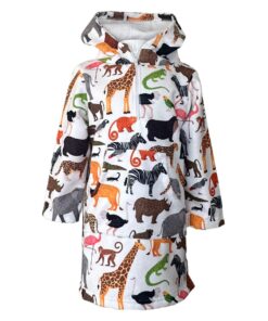 Kids Zip Hooded Towel Swim Poncho Animals - 5-7 years