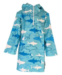 Kids Zip Hooded Towel Swim Poncho Sharks - 5-7 years