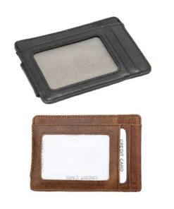 Killer Deals PU Vegan Leather RFID Money Clip Wallet â Brown + Black Combo