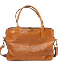 King Kong Leather 15 inch Luxury Double Laptop Bag - Pecan