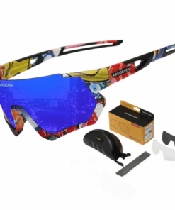 KINGSEVEN - 3 Lens Polarized Sports Glasses with Anti-Glare Protection - Blue