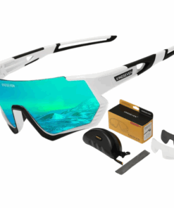 KINGSEVEN - 3 Lens Polarized Sports Glasses with Anti-Glare Protection - White & Green