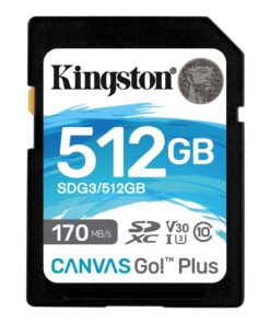 Kingston 512GB SDXC Canvas Go Plus 170R C10 UHS-I U3 V30