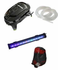 Kintons Aquarium Kit Dual Outlet Air Pump With LED & Volcano Air stone 5W