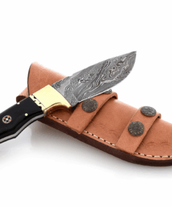 Koch - Buffalo Horn & Brass - Fixed Blade Handmade Damascus Knife YV-AB5