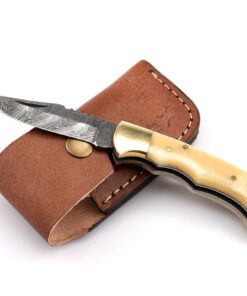 Koch Knives - Handmade Damascus Steel Folder- Camel Bone - MB-FK-1010