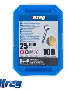 KREG ZZinc Pocket Hole Screws 25MM 1.00" #7 Coarse Thread Pan Head 100CT