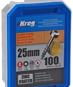 KREG Zinc Pocket Hole Screws 25MM 1.00" #8 Coarse Thread MX LOC 100CT