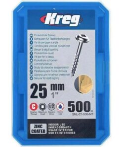 KREG Zinc Pocket Hole Screws 25MM 1.00" #8 Coarse Thread MX LOC 500CT